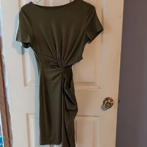Olive Green Knot Detail Dress
